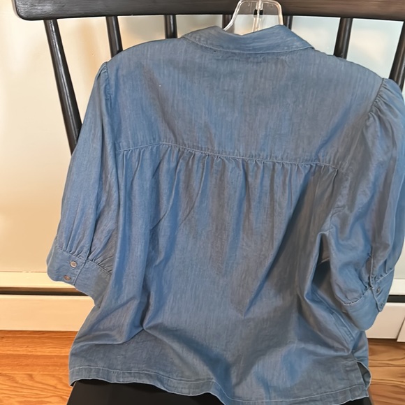 Denim Monoprix French short sleeve button down blouse size 40 EUR (8/10). - Picture 4 of 4